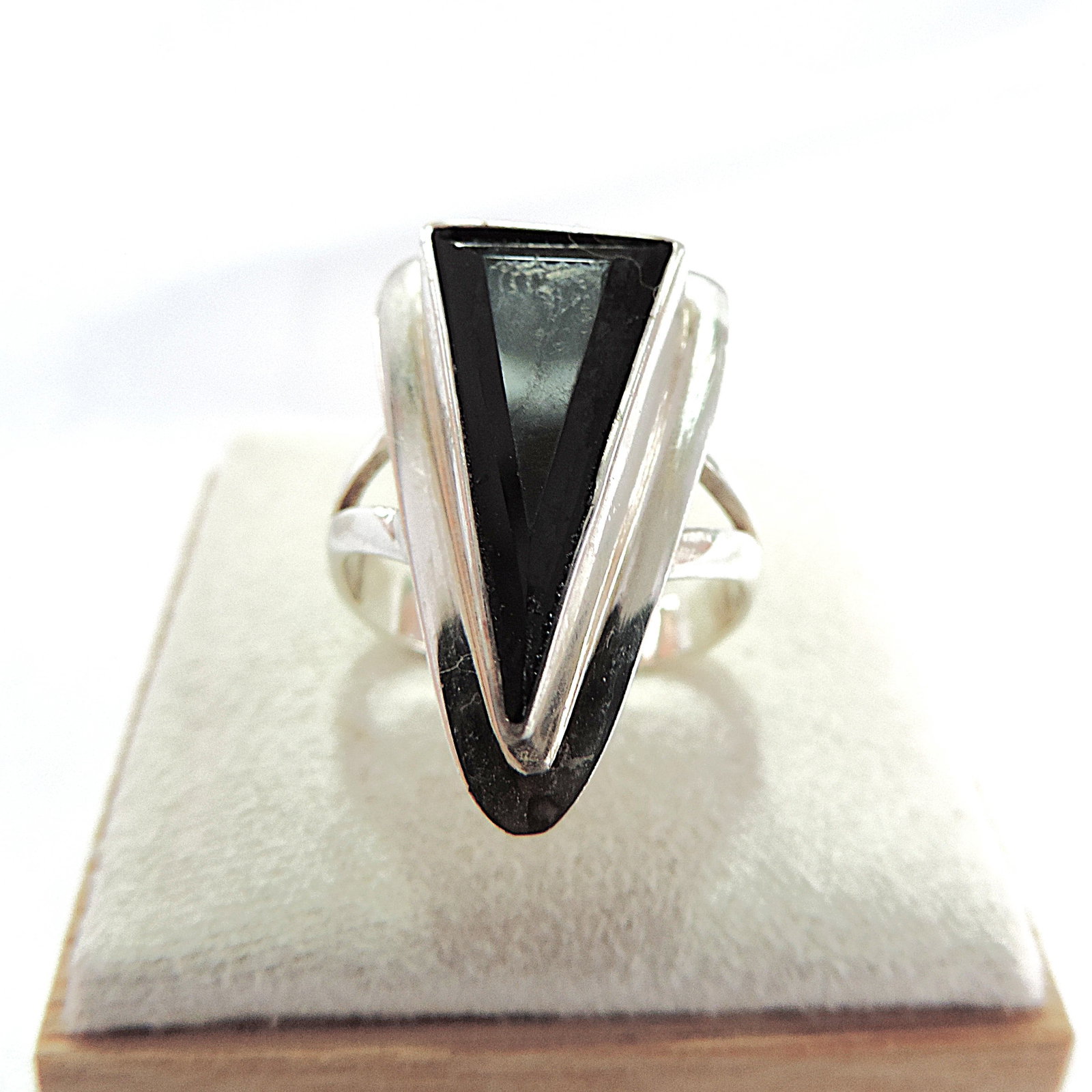 Whitby Jet 925 Silver Art Deco Style Ring - 5