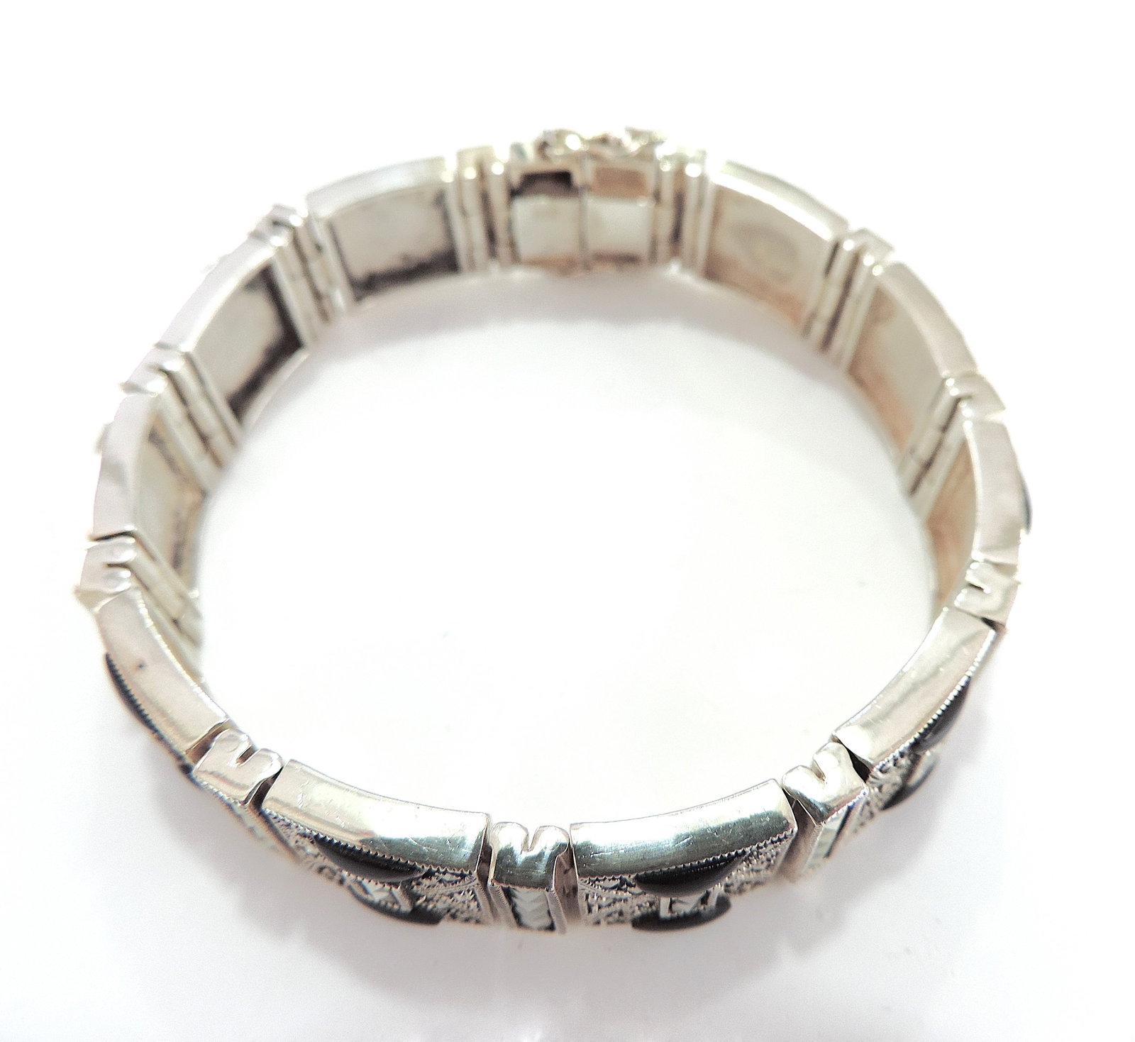 Artisan Art Deco 925 Silver Black Jet & Marcasite Bracelet 46.5 grams - 3