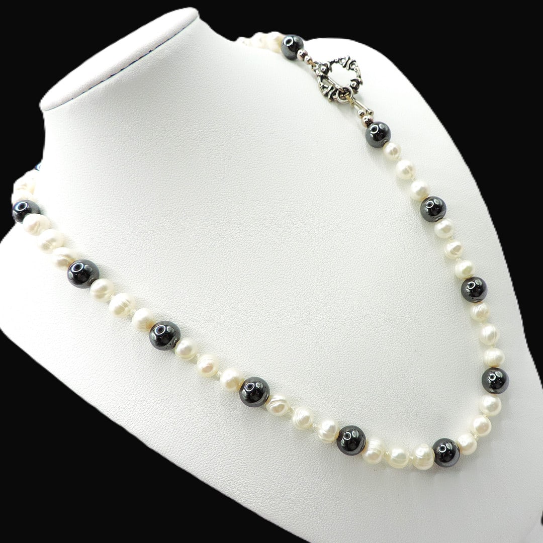 Cultured Pearl Necklace 925 Silver Clasp New With Gift Pouch - 2