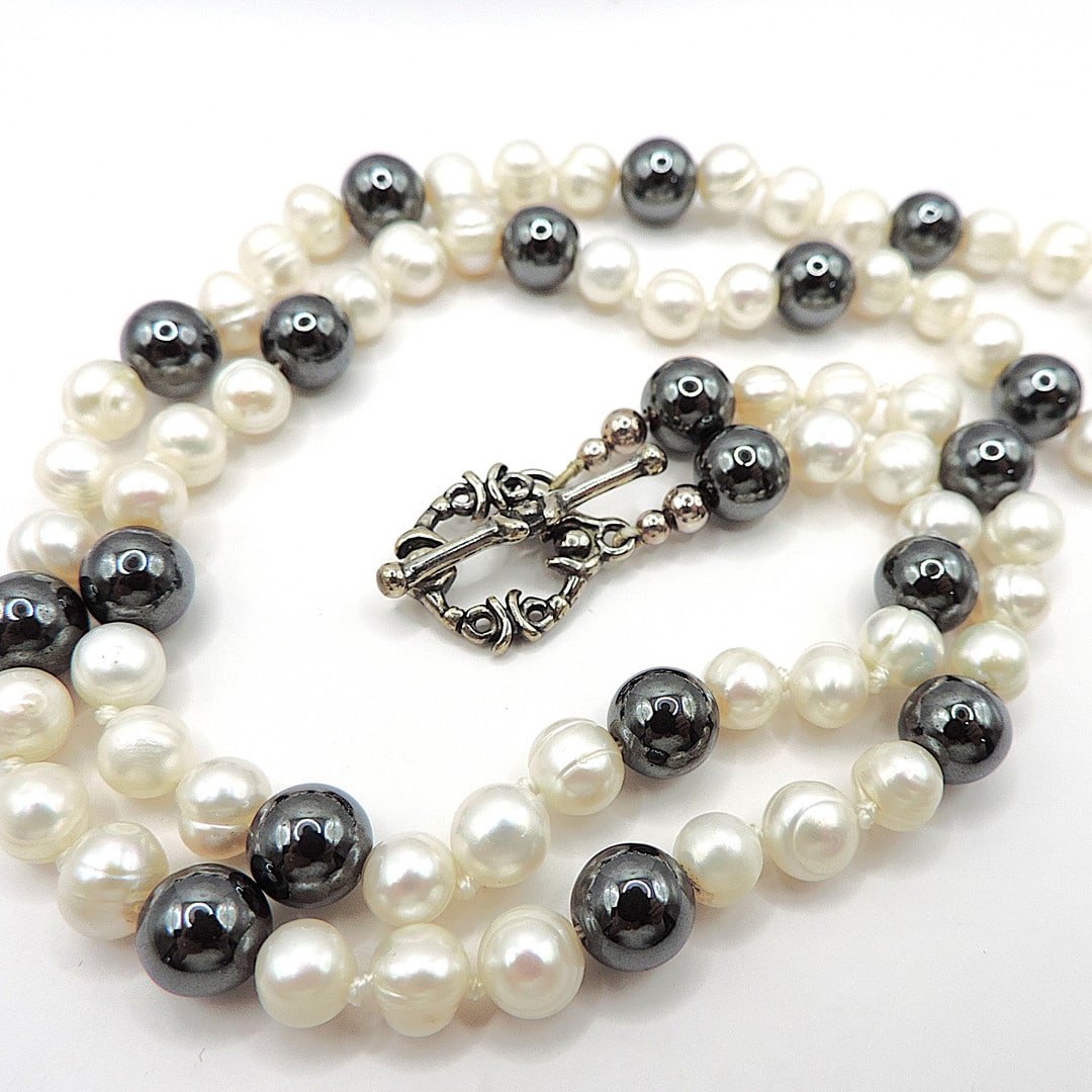 Cultured Pearl Necklace 925 Silver Clasp New With Gift Pouch - 3