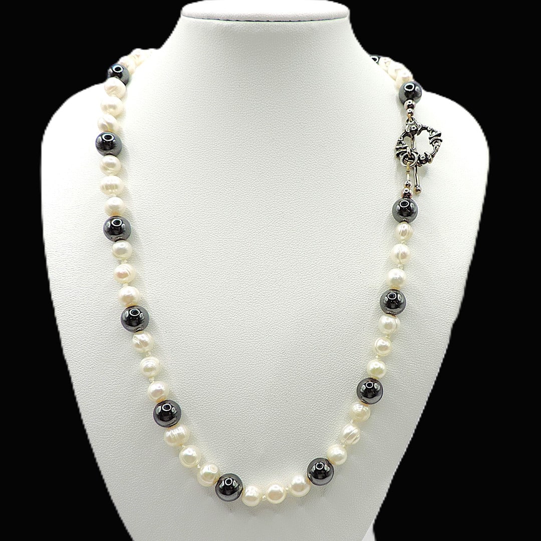 Cultured Pearl Necklace 925 Silver Clasp New With Gift Pouch - 5