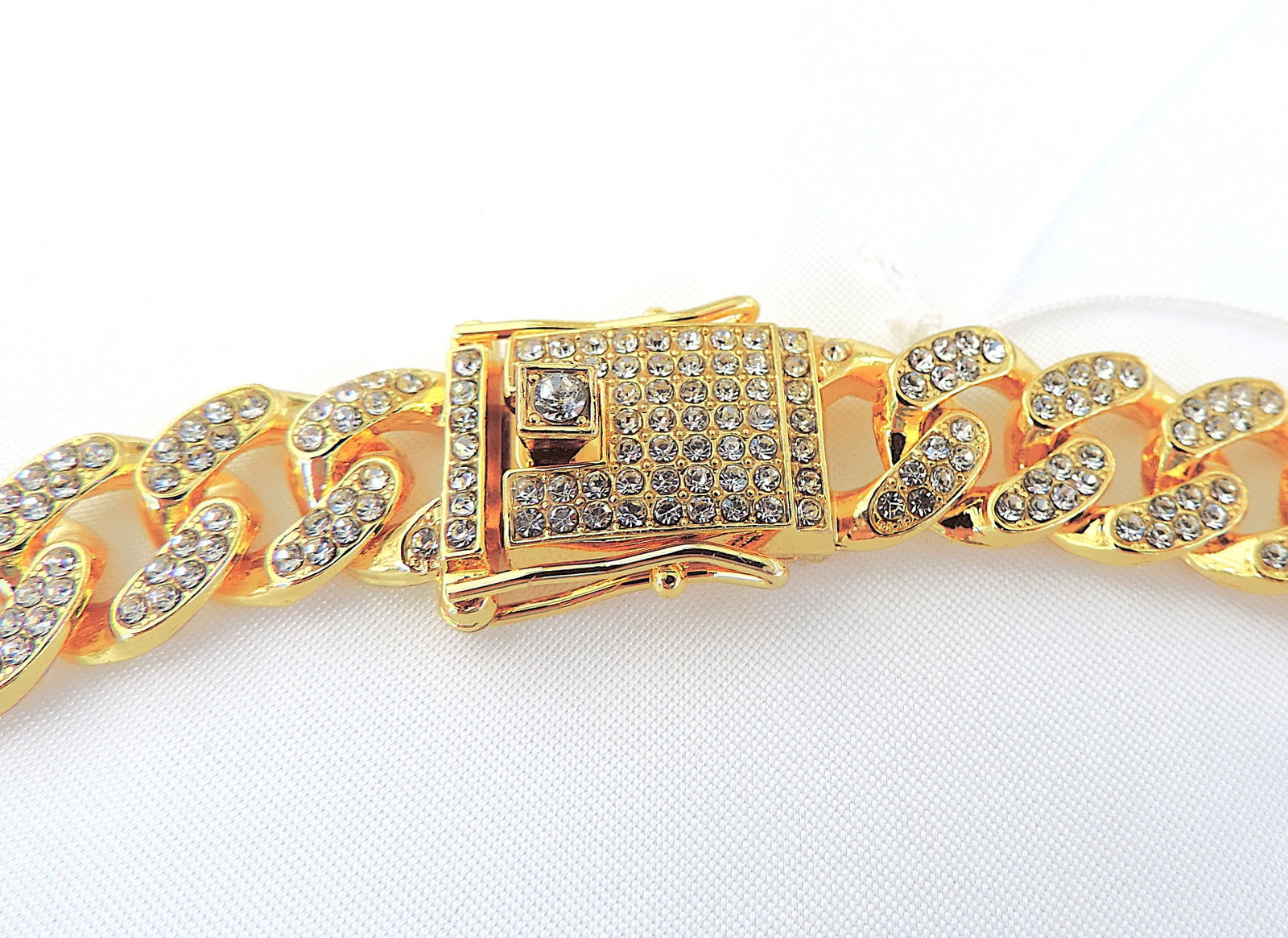 Aethon Men's 14k Gold Plated Cuban Link Zircon Necklace & Bracelet Set - 5
