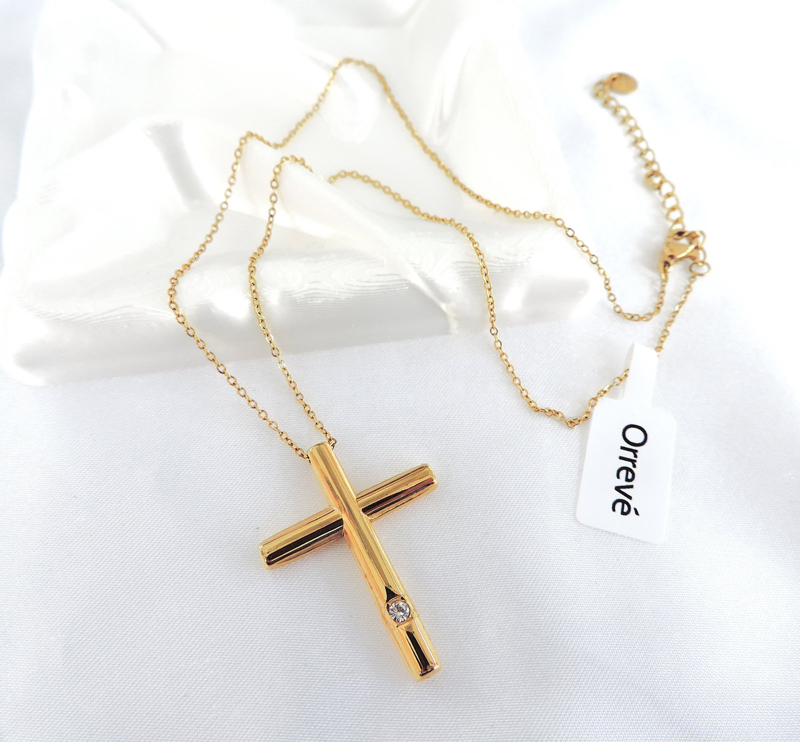 Orrevé Gold Plated CZ Gemstone Cross Pendant Necklace - 2