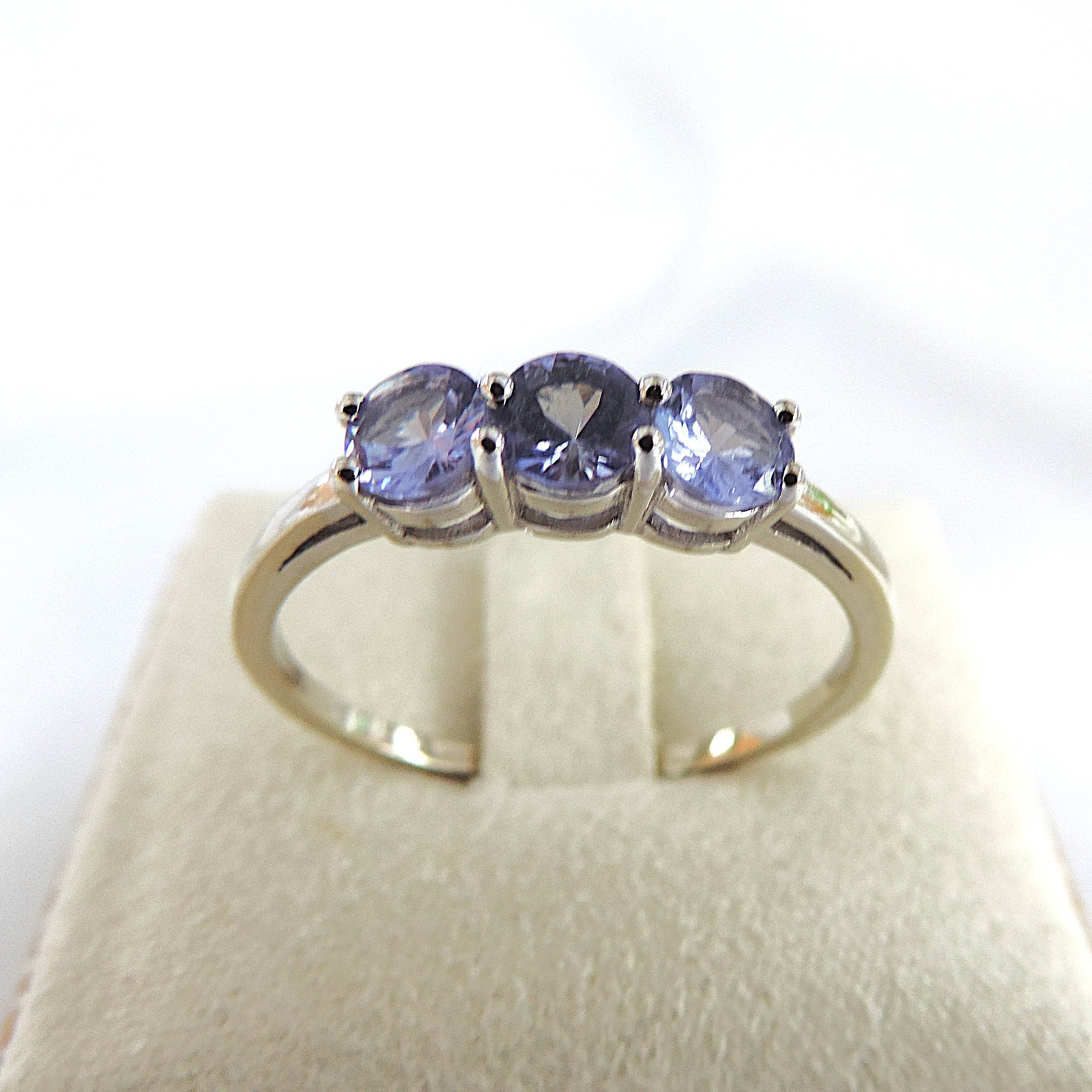 925 Silver Tanzanite Trilogy Gemstone Ring 'New' - 2