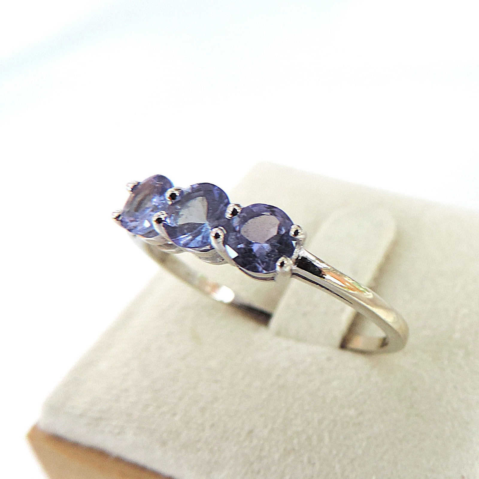 925 Silver Tanzanite Trilogy Gemstone Ring 'New' - 3