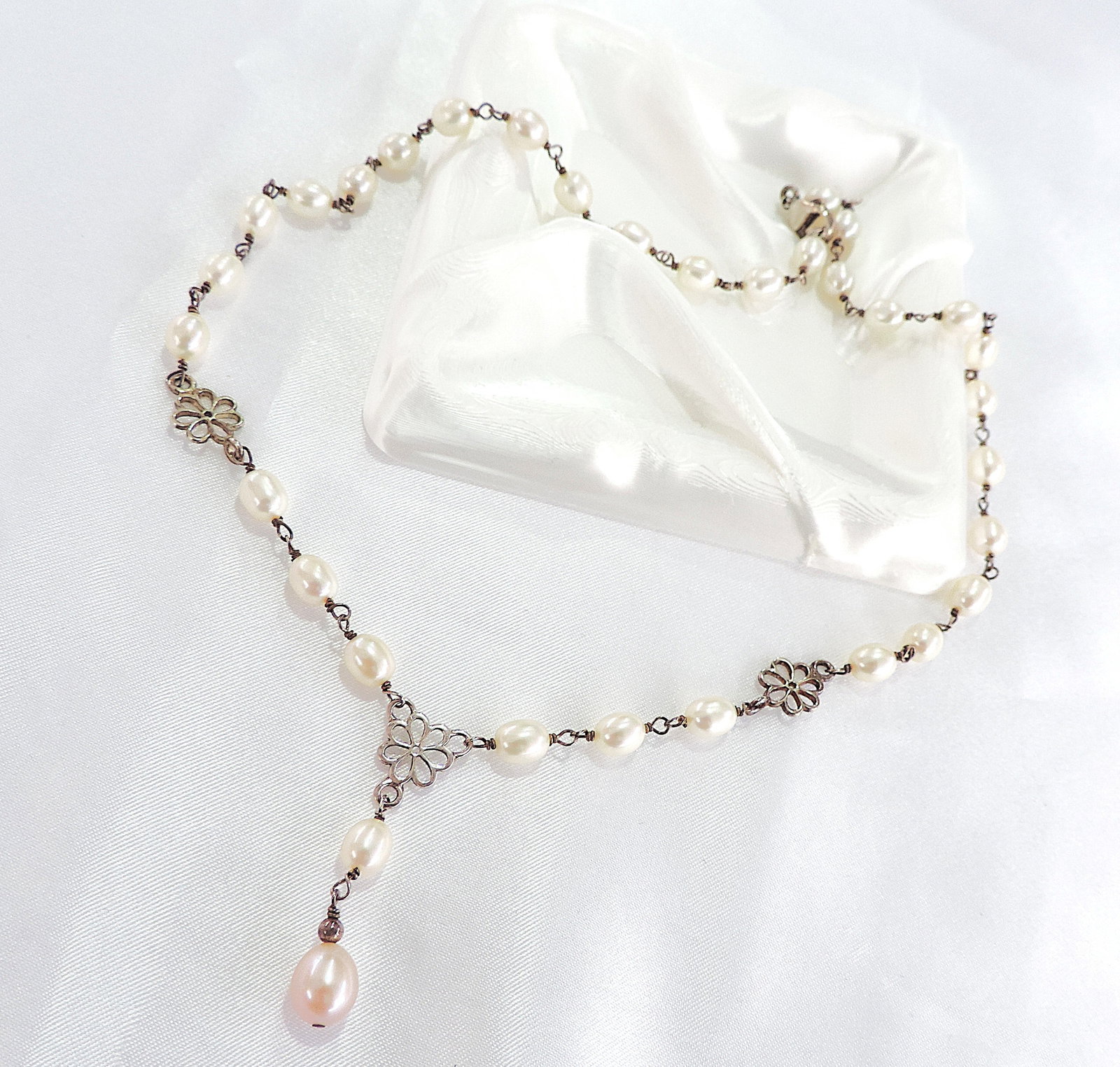 925 Silver Cultured Pearl Necklace - 3