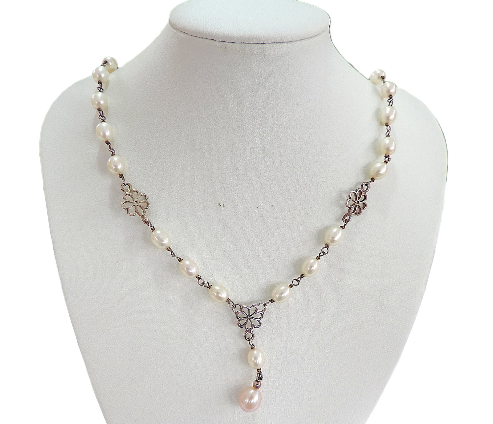 925 Silver Cultured Pearl Necklace - 4