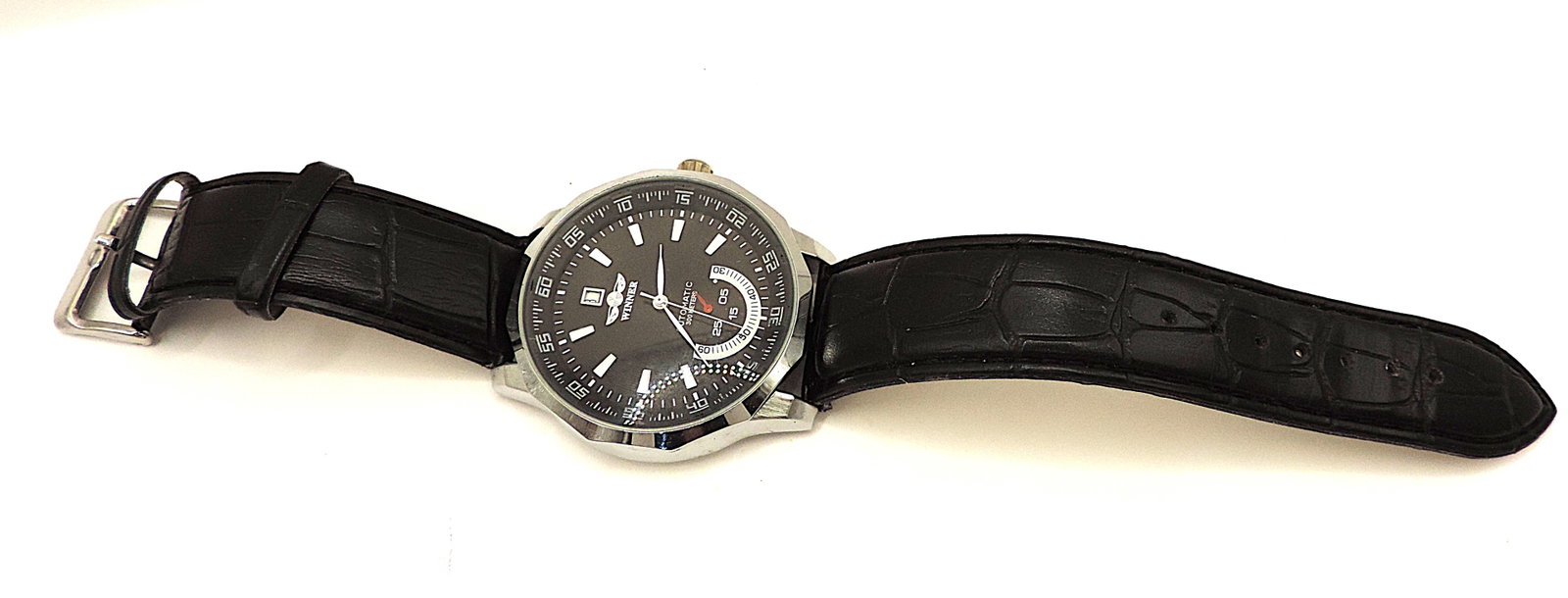 'New' Winner Automatic 45mm Stainless Steel Leather Strap Watch - 5