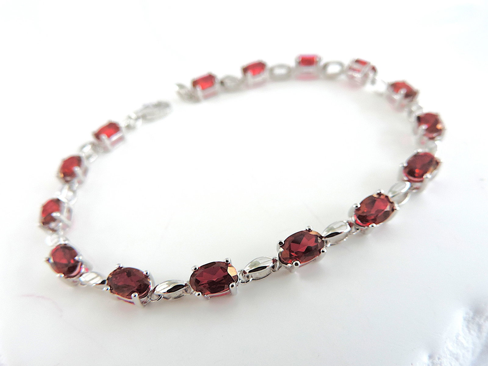 925 Sterling Silver Mystic Crimson Red Topaz Bracelet 'New' - 5