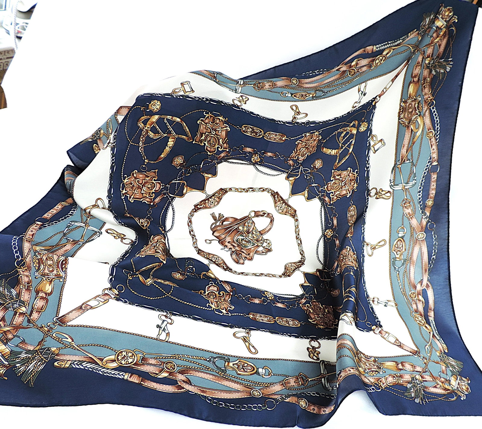Moneté Paris 100% Silk Equestrian Theme Print Scarf 'New' - 2