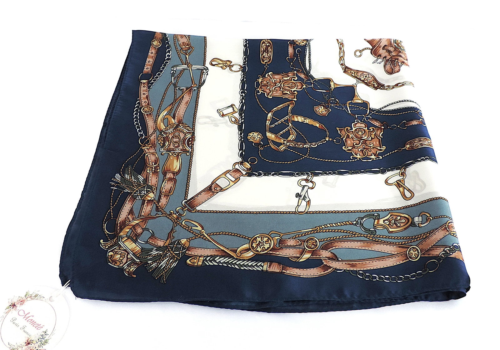 Moneté Paris 100% Silk Equestrian Theme Print Scarf 'New' - 3