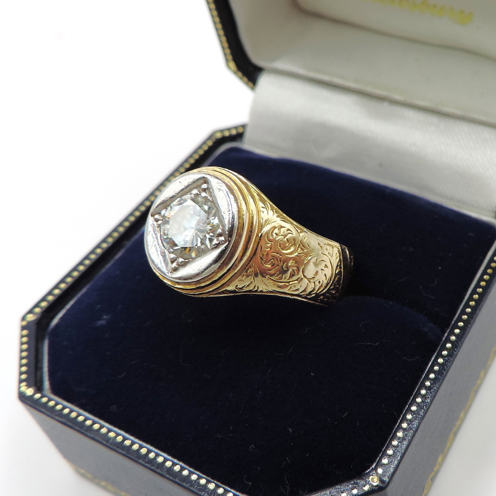 Edwardian 18K Gold Old Mine Cut 1.25 Carat Diamond Ring London Hallmark 1903 - 3