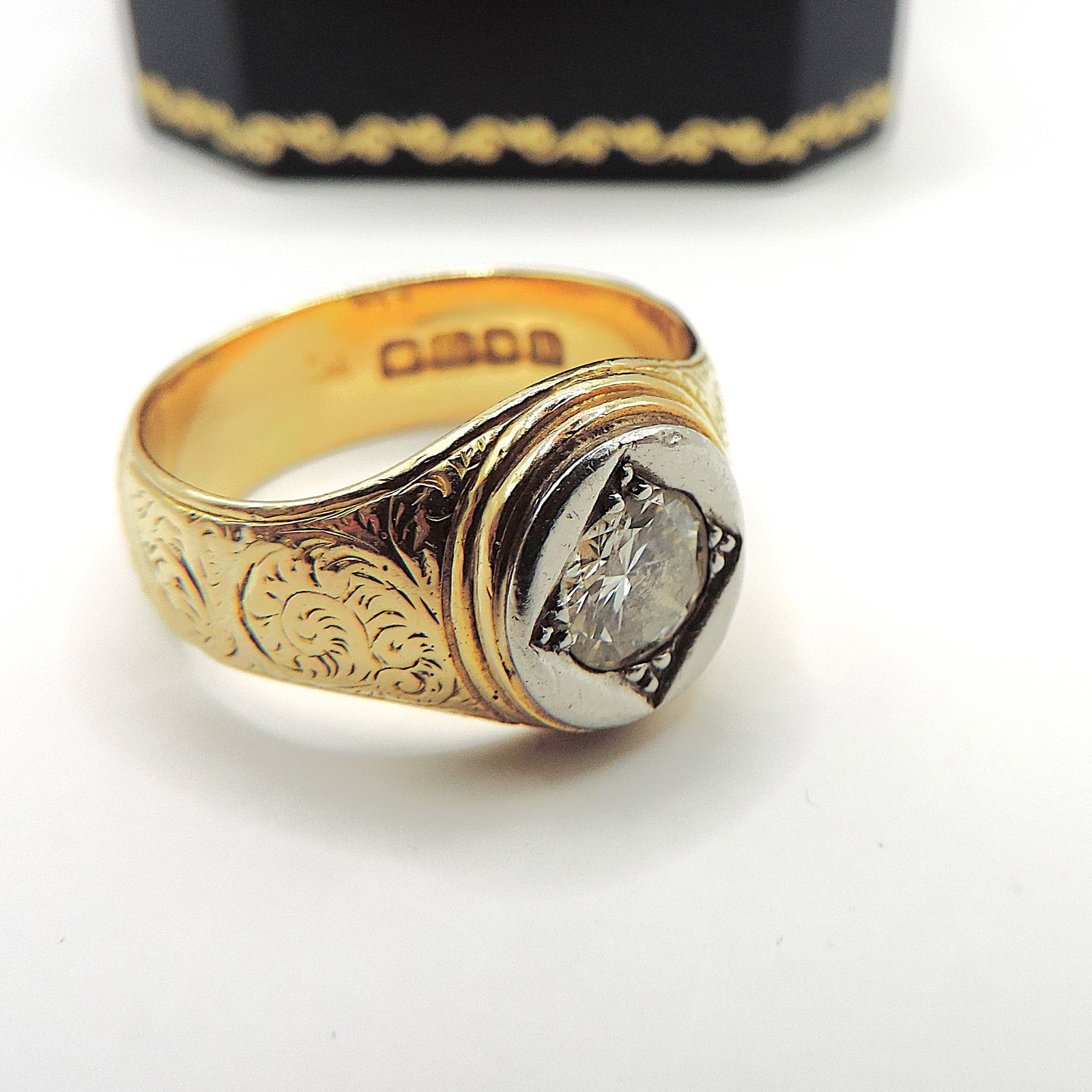 Edwardian 18K Gold Old Mine Cut 1.25 Carat Diamond Ring London Hallmark 1903 - 8