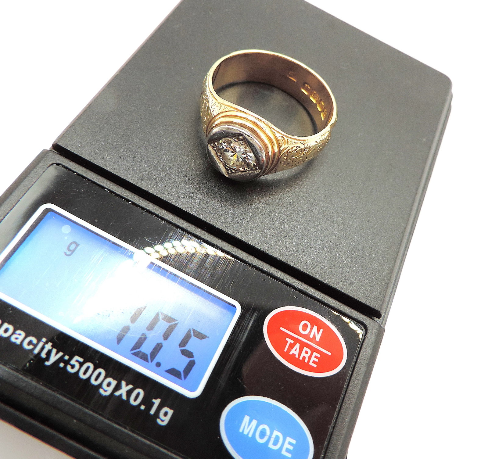 Edwardian 18K Gold Old Mine Cut 1.25 Carat Diamond Ring London Hallmark 1903 - 9