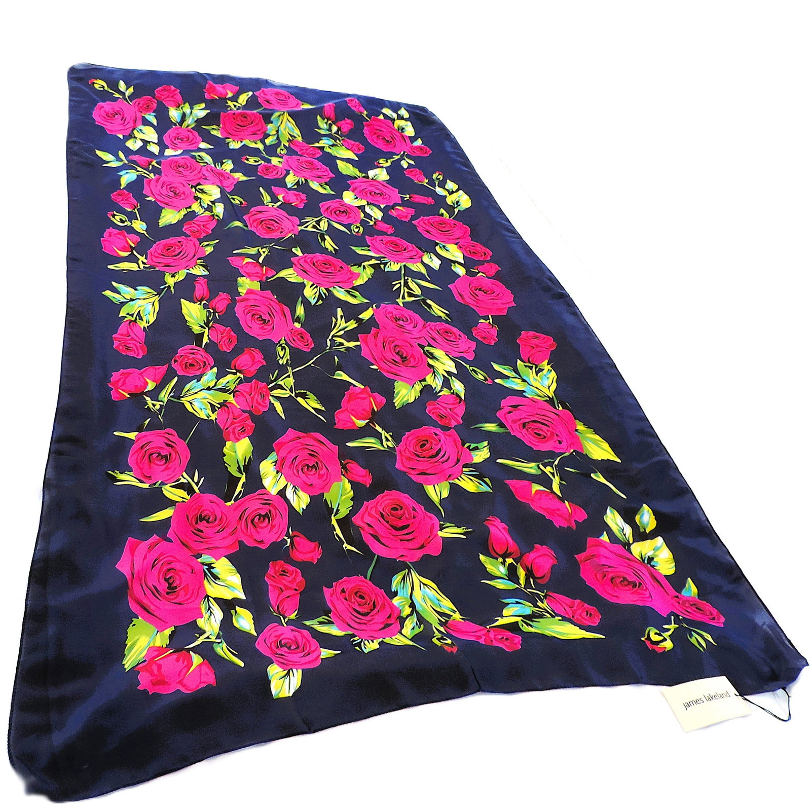 James Lakeland Silk Scarf Large 212cmx91cm New With Tags: Title: James Lakeland Silk Scarf Large 212cmx91cm New With Tags Description: A beautiful 100% silk floral print scarf by James Lakeland measuring 36x48 inches (121x91cm). Blue background with