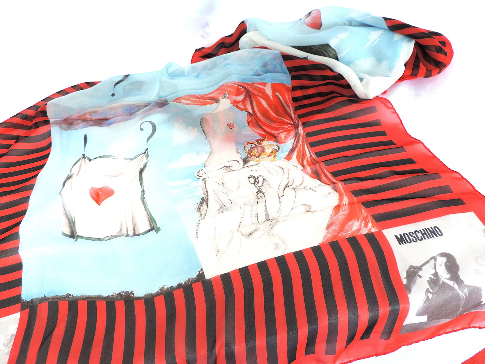 MOSCHINO Archivio Silk Chiffon Scarf Large 177cmx68cm New With Tags - 6