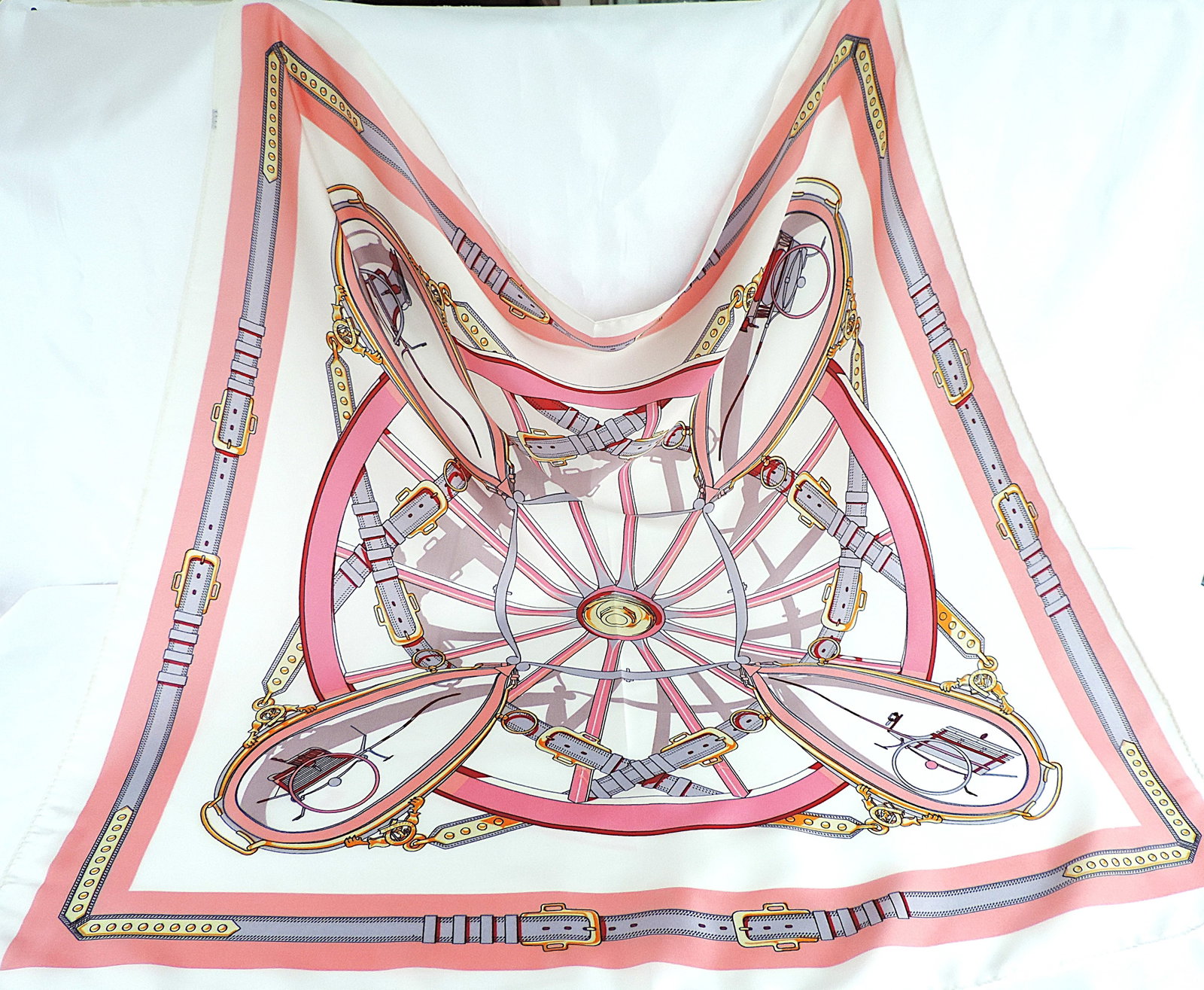 Moneté Paris Equestrian Print Silk Scarf 83x83cm 'New' - 2
