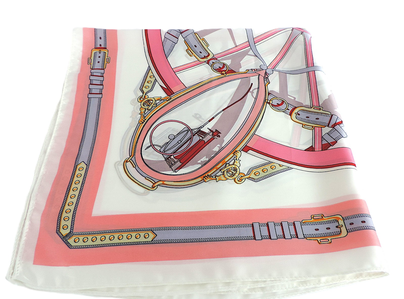Moneté Paris Equestrian Print Silk Scarf 83x83cm 'New' - 3