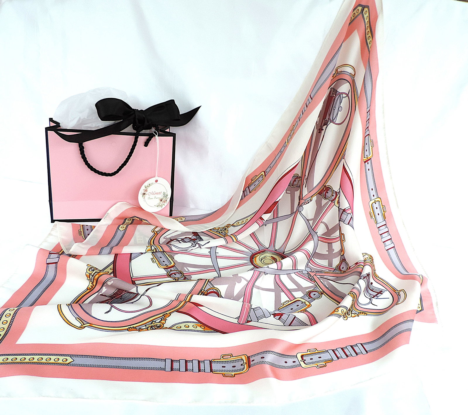 Moneté Paris Equestrian Print Silk Scarf 83x83cm 'New' - 4