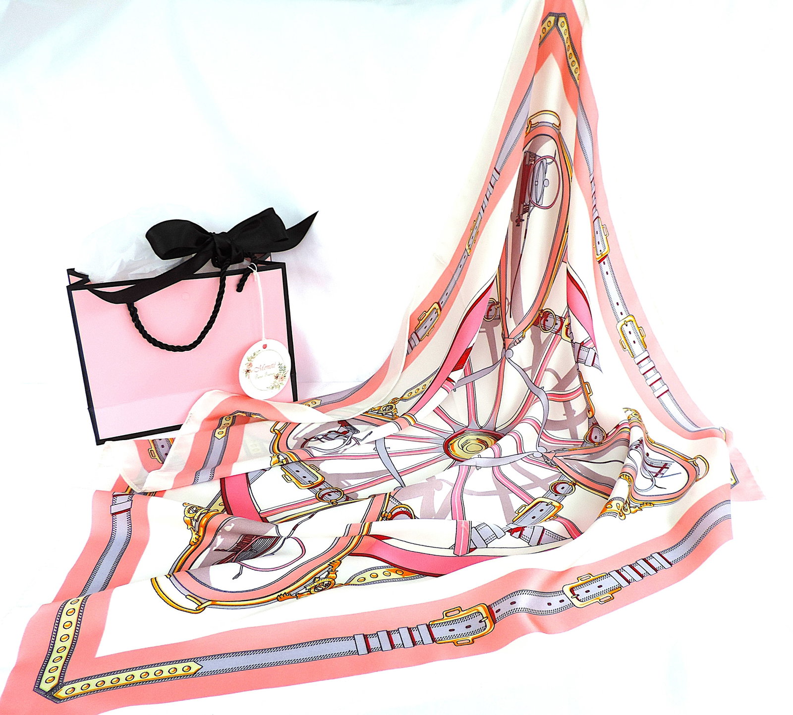 Moneté Paris Equestrian Print Silk Scarf 83x83cm 'New' - 5