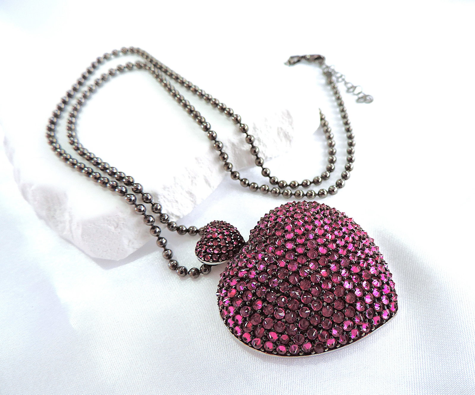 Large 925 Silver Pink Tourmaline Gemstone Necklace 43 Grams - 3