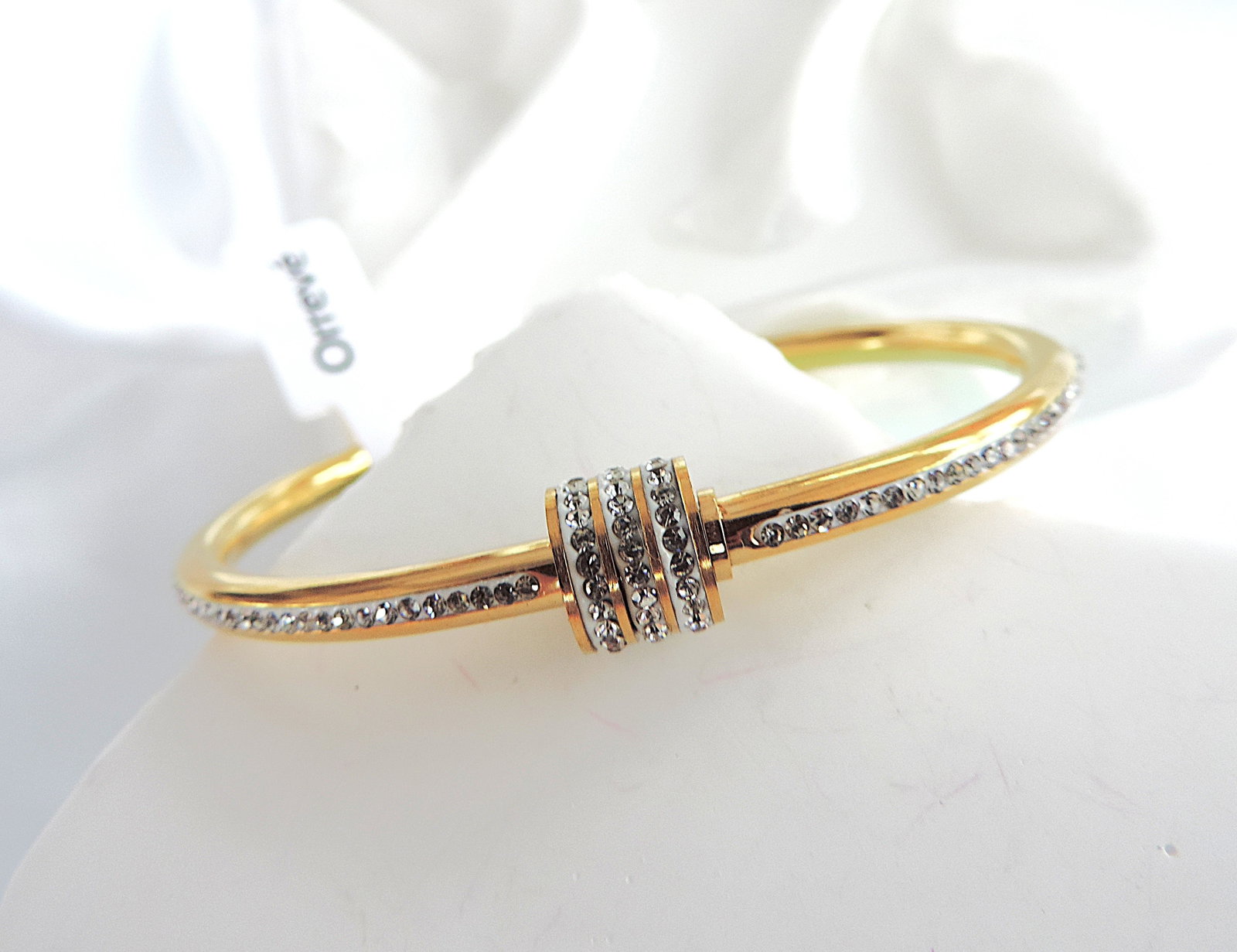 Designer 14k Gold Plated Crystal Bangle 'New' - 2