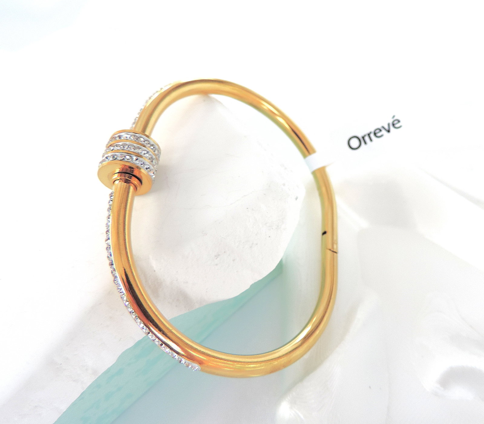 Designer 14k Gold Plated Crystal Bangle 'New' - 3
