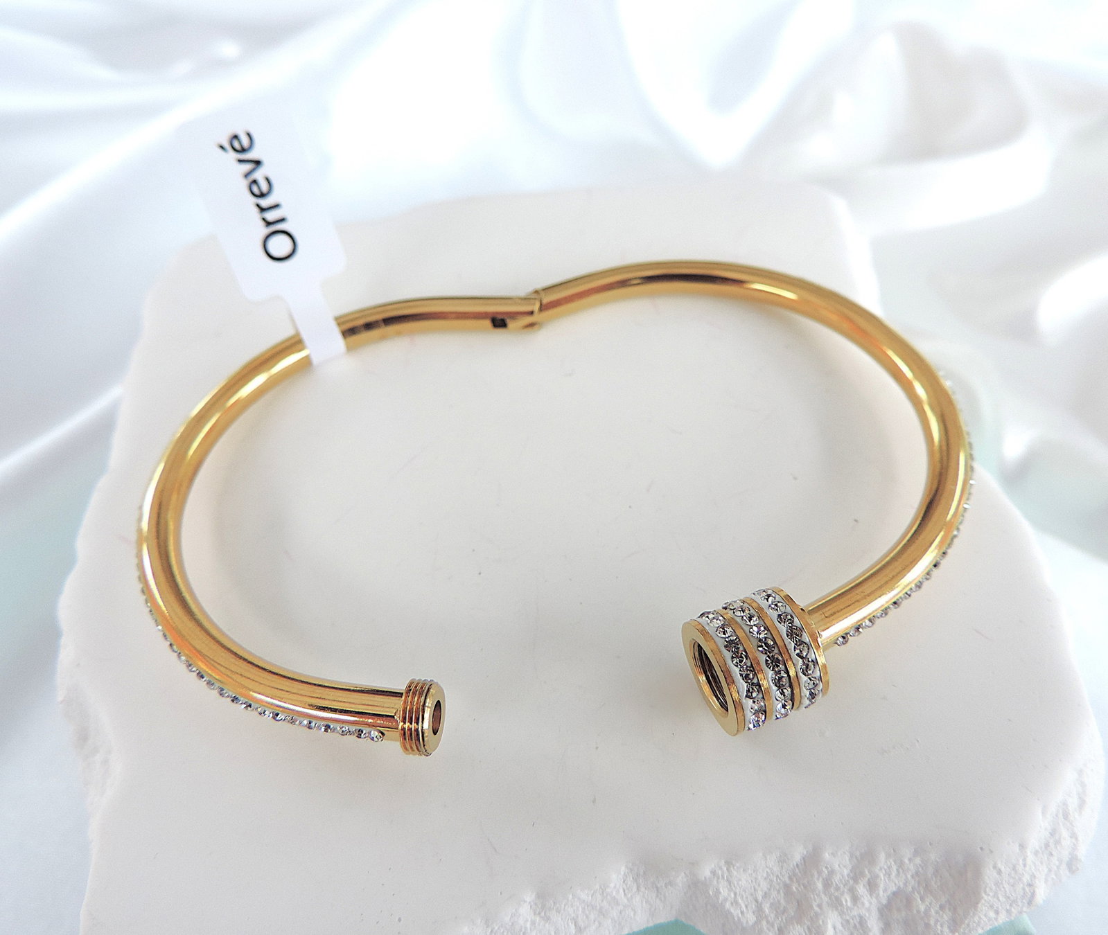 Designer 14k Gold Plated Crystal Bangle 'New' - 4