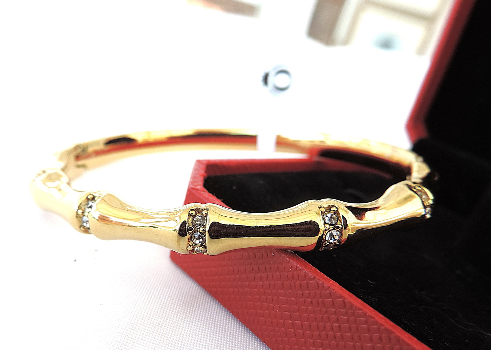 Orrevé 18k Gold Plated Bamboo Crystal Bracelet/Bangle 'New' - 2