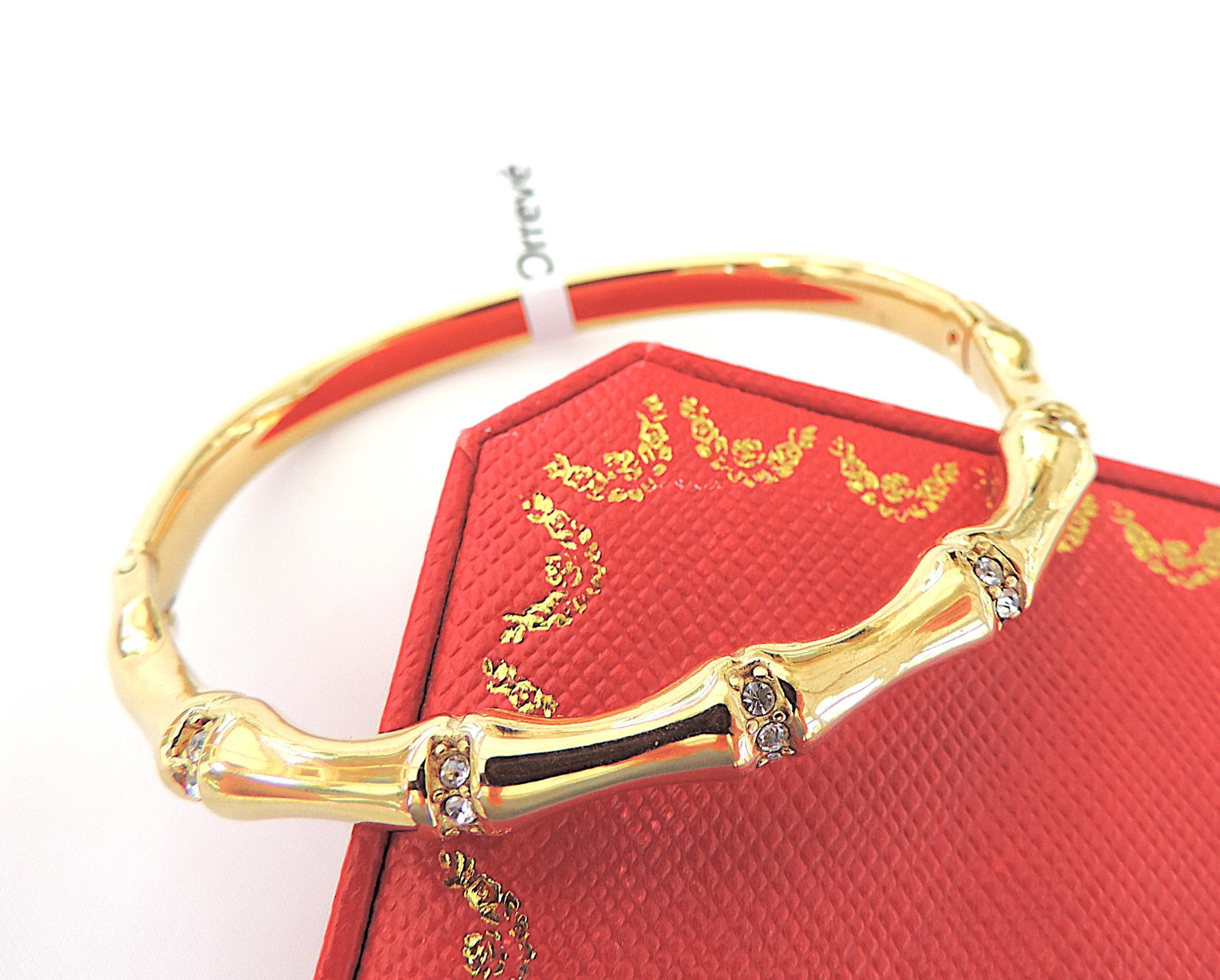 Orrevé 18k Gold Plated Bamboo Crystal Bracelet/Bangle 'New' - 3