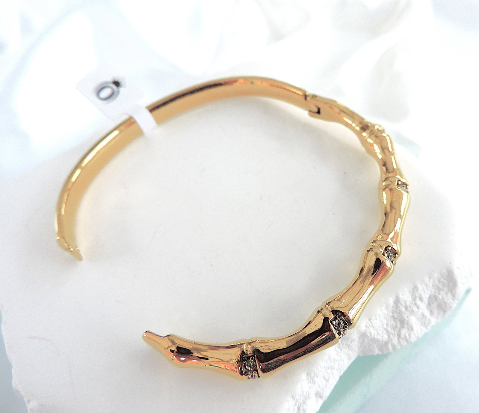 Orrevé 18k Gold Plated Bamboo Crystal Bracelet/Bangle 'New' - 4