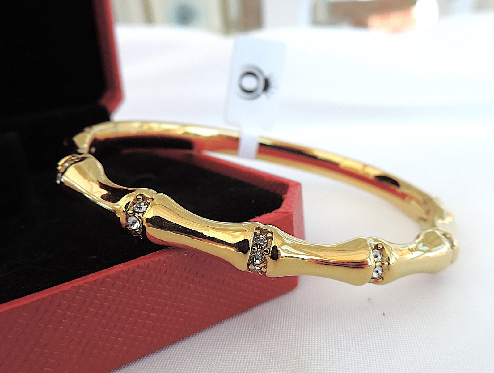 Orrevé 18k Gold Plated Bamboo Crystal Bracelet/Bangle 'New' - 5