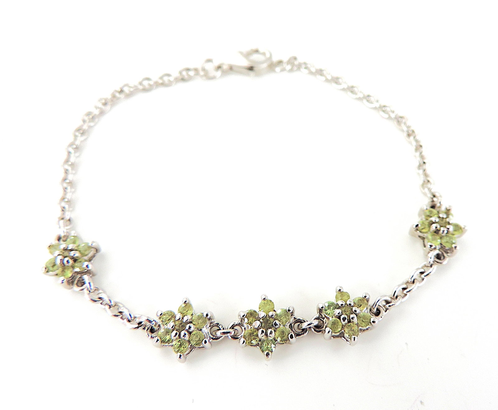925 Silver Green Garnet Gemstone Bracelet 'New' - 2