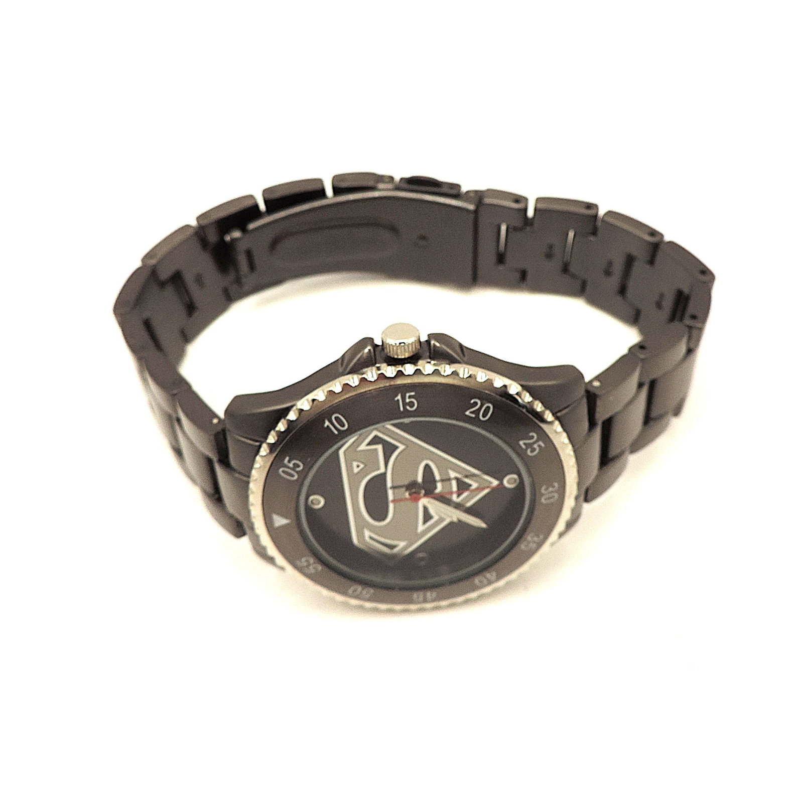 Superman Quartz Watch Accutime Watch Corp DC Comics Gunmetal Band New Battery Working - 3