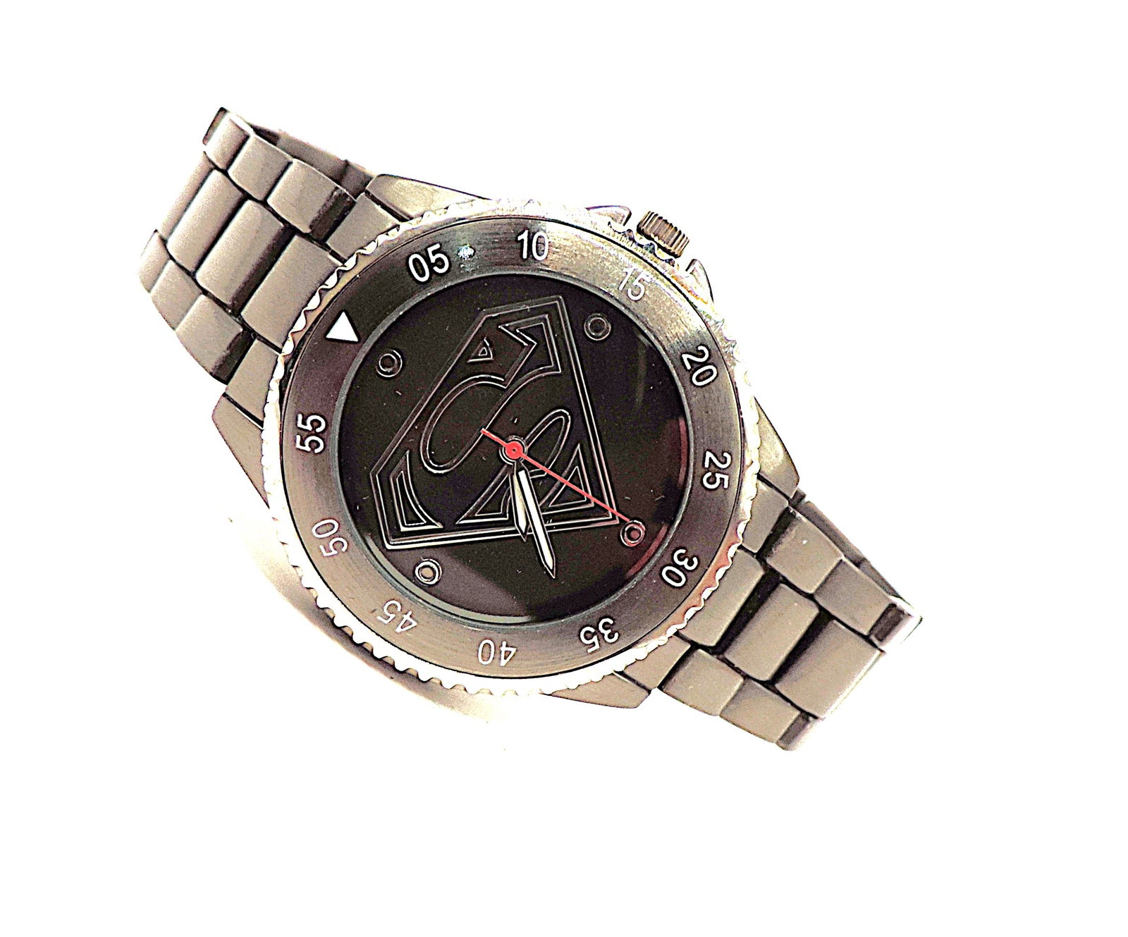 Superman Quartz Watch Accutime Watch Corp DC Comics Gunmetal Band New Battery Working - 4