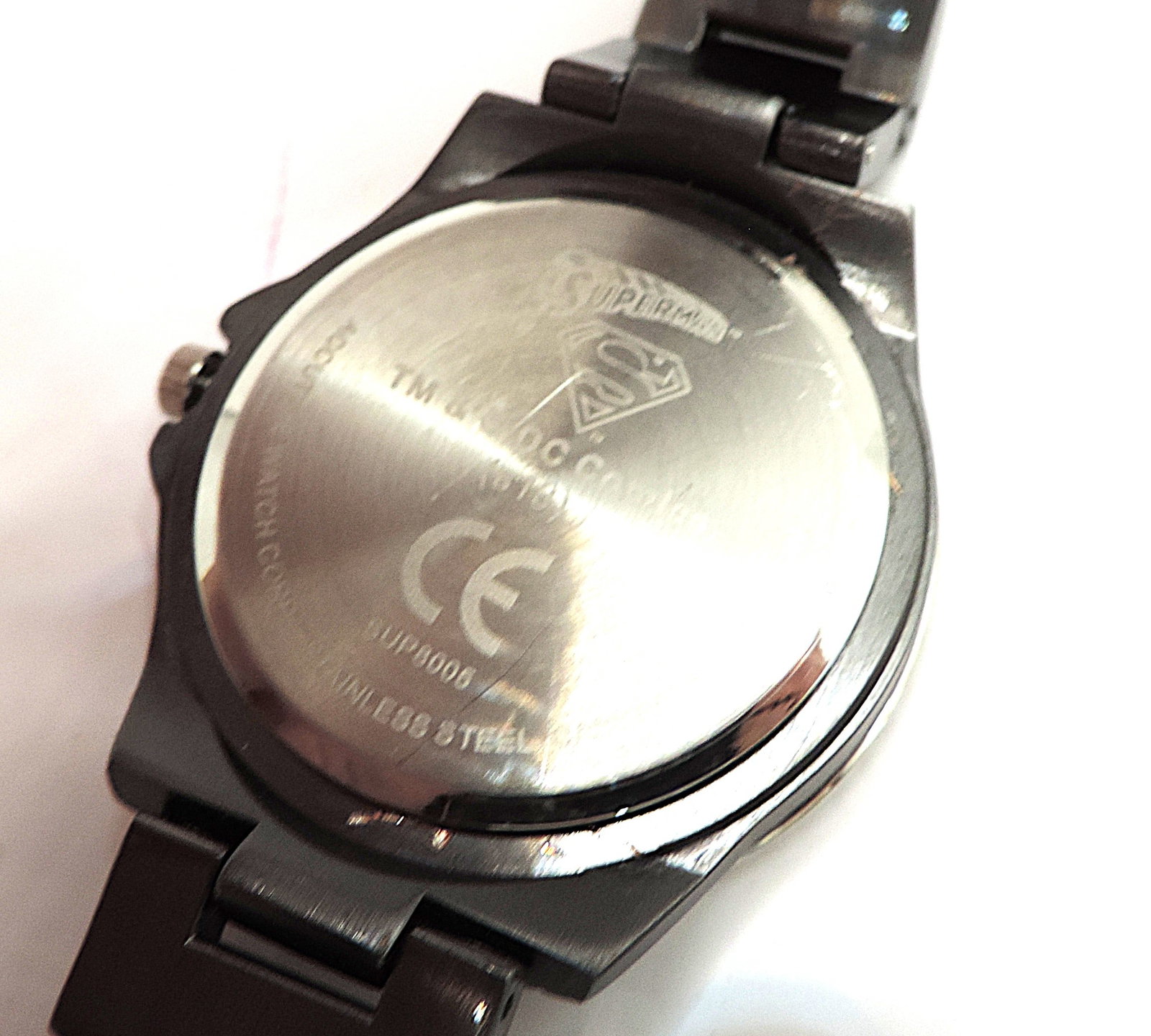 Superman Quartz Watch Accutime Watch Corp DC Comics Gunmetal Band New Battery Working - 6