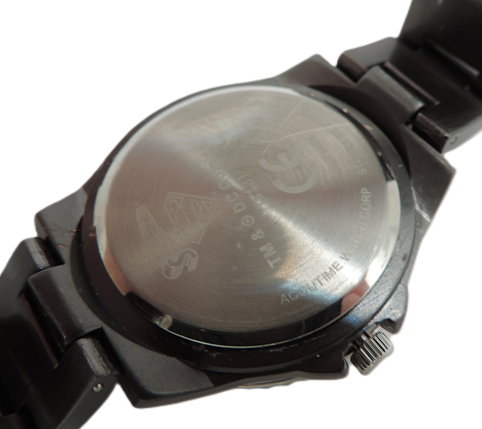 Superman Quartz Watch Accutime Watch Corp DC Comics Gunmetal Band New Battery Working - 7