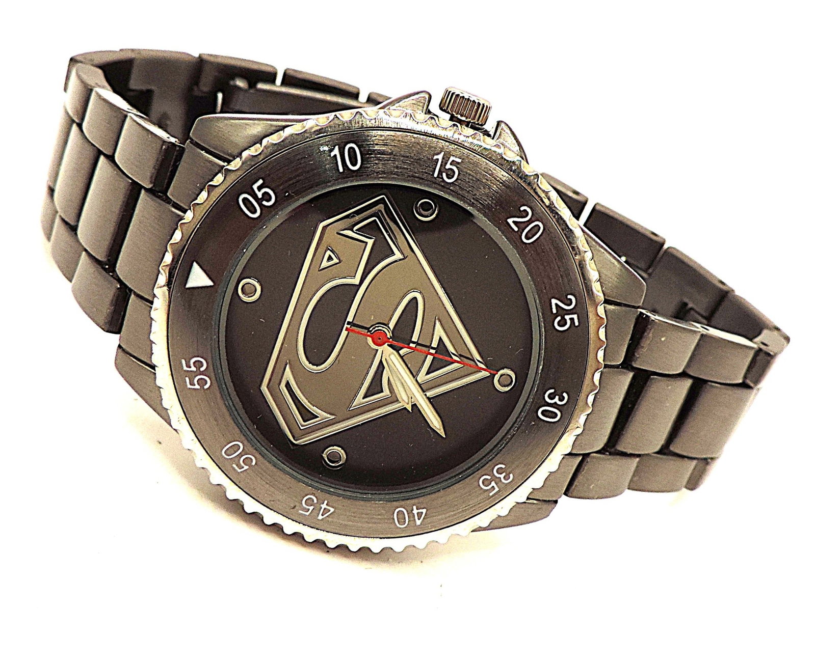 Superman Quartz Watch Accutime Watch Corp DC Comics Gunmetal Band New Battery Working - 8