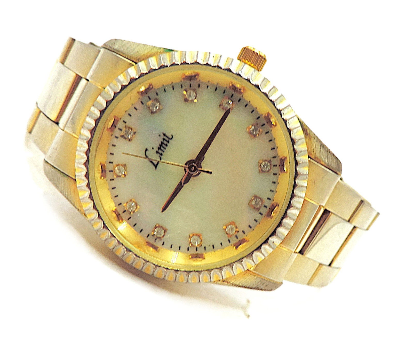 Vintage Limit Quartz Bracelet Watch Jewelled MOP Face - New Battery Working - 4