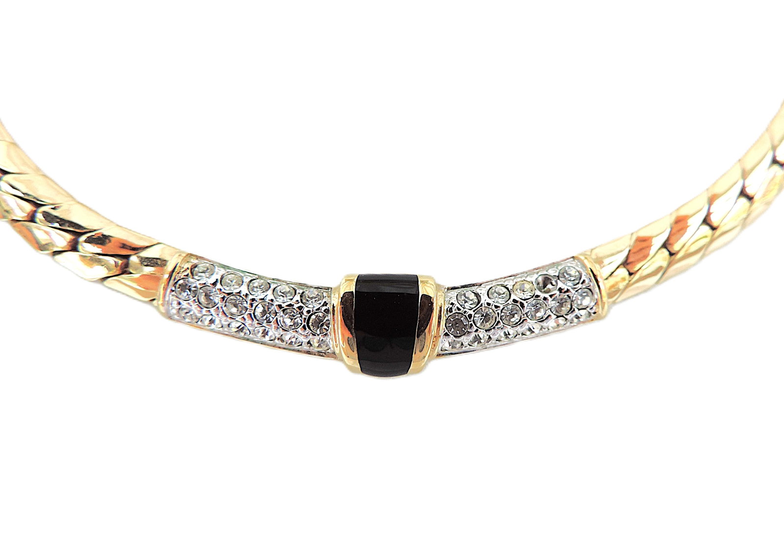 Vintage Gold Plated Dior Style Collar Necklace c.1980's - 2