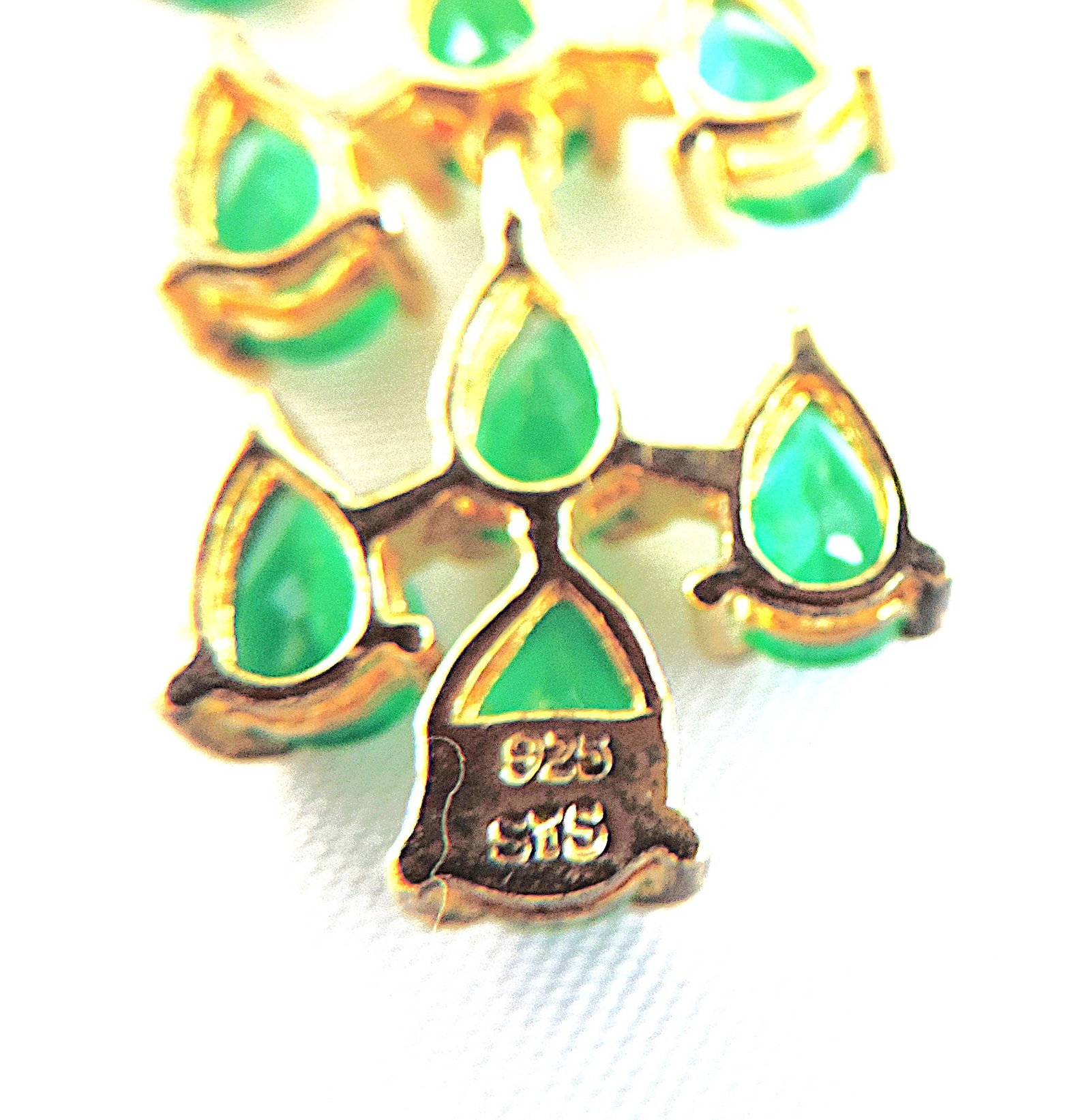 18k Gold 925 Silver 12.10 Carat Emerald Gemstone Chandelier Drop Earrings - 6