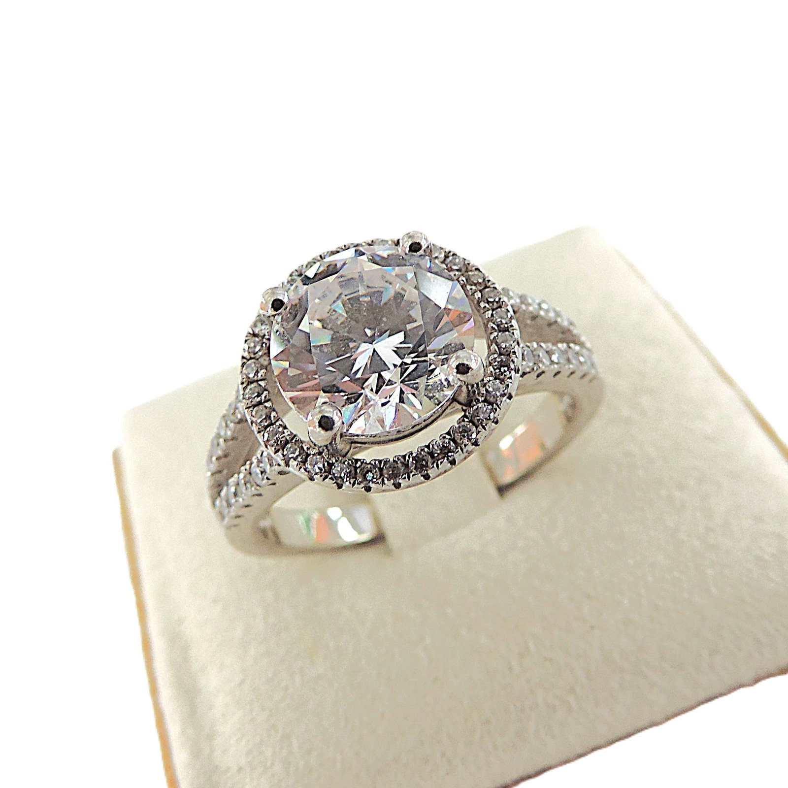 925 Silver 4.16 Carat Cubic Gemstone Ring 'New' - 2