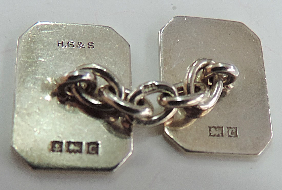 Vintage Sterling Silver Cufflinks Birmingham Hallmark 1952 - 3