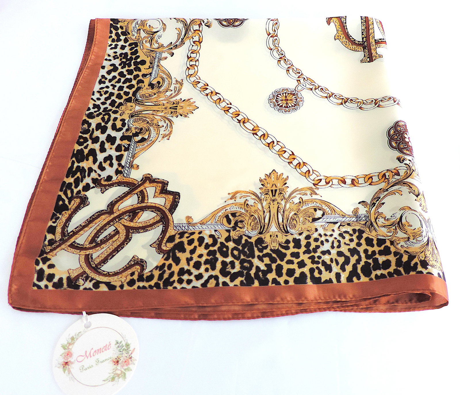 Moneté Paris 100% Silk Renaissance Style Print Scarf 'New' - 2