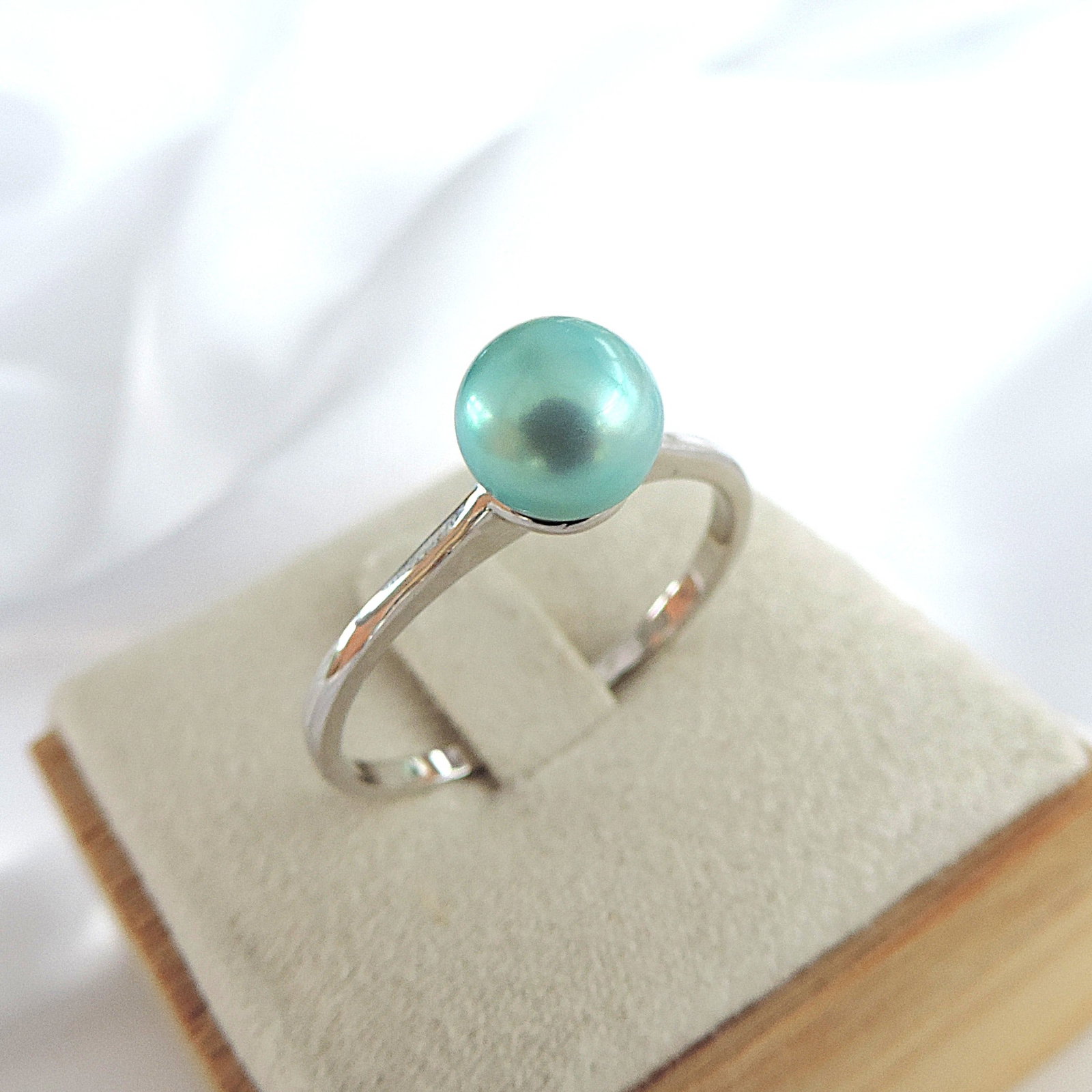 925 Silver Cultured Pearl Ring 'New' - 2