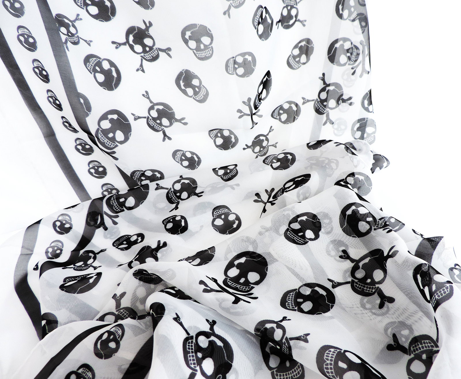 Chiffon Skull Print Scarf 142 x 45cm - 2