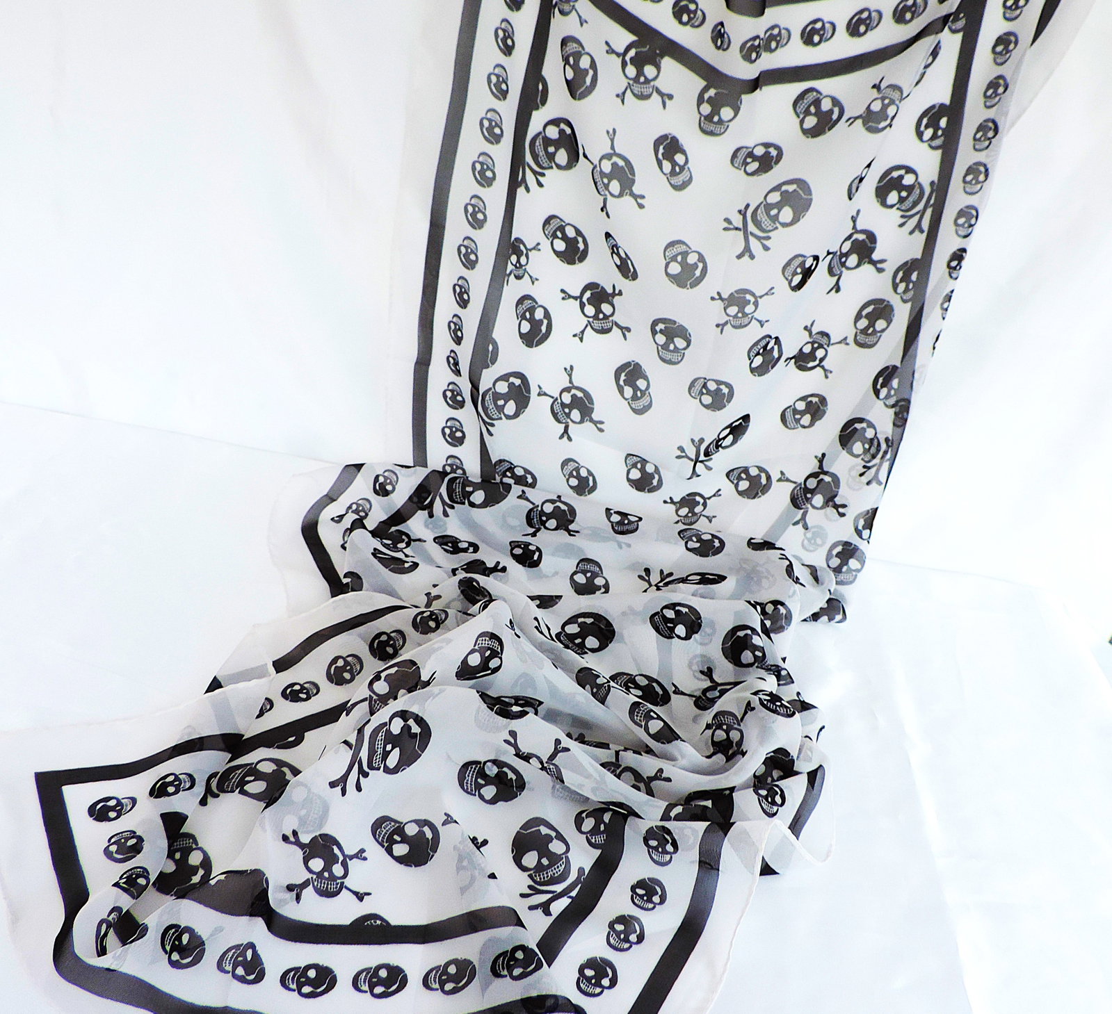 Chiffon Skull Print Scarf 142 x 45cm - 3