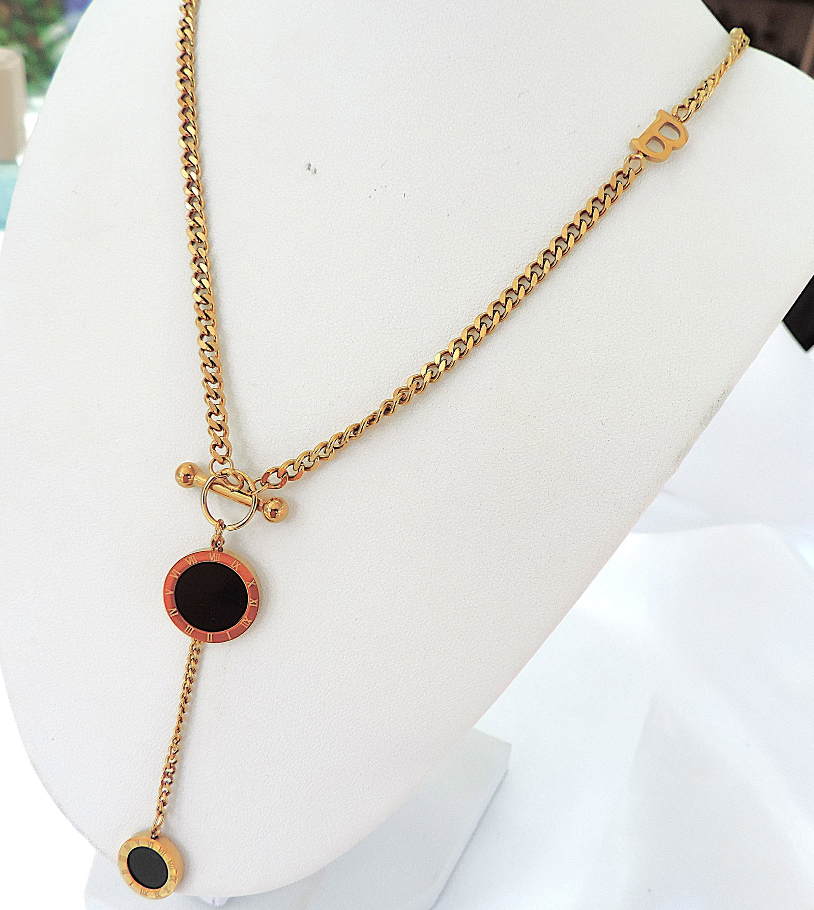 Orrevé 18k Gold Plated Roman Numeral Toggle Necklace 'New With Gift Box' - 2