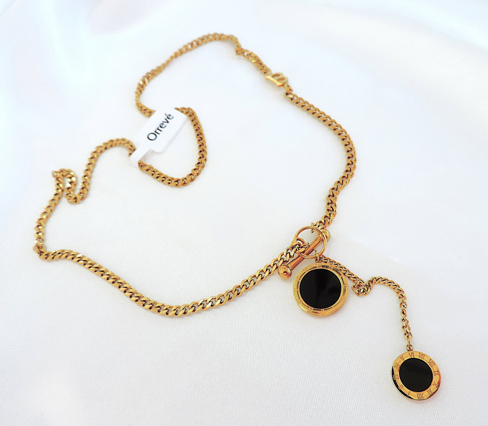 Orrevé 18k Gold Plated Roman Numeral Toggle Necklace 'New With Gift Box' - 4