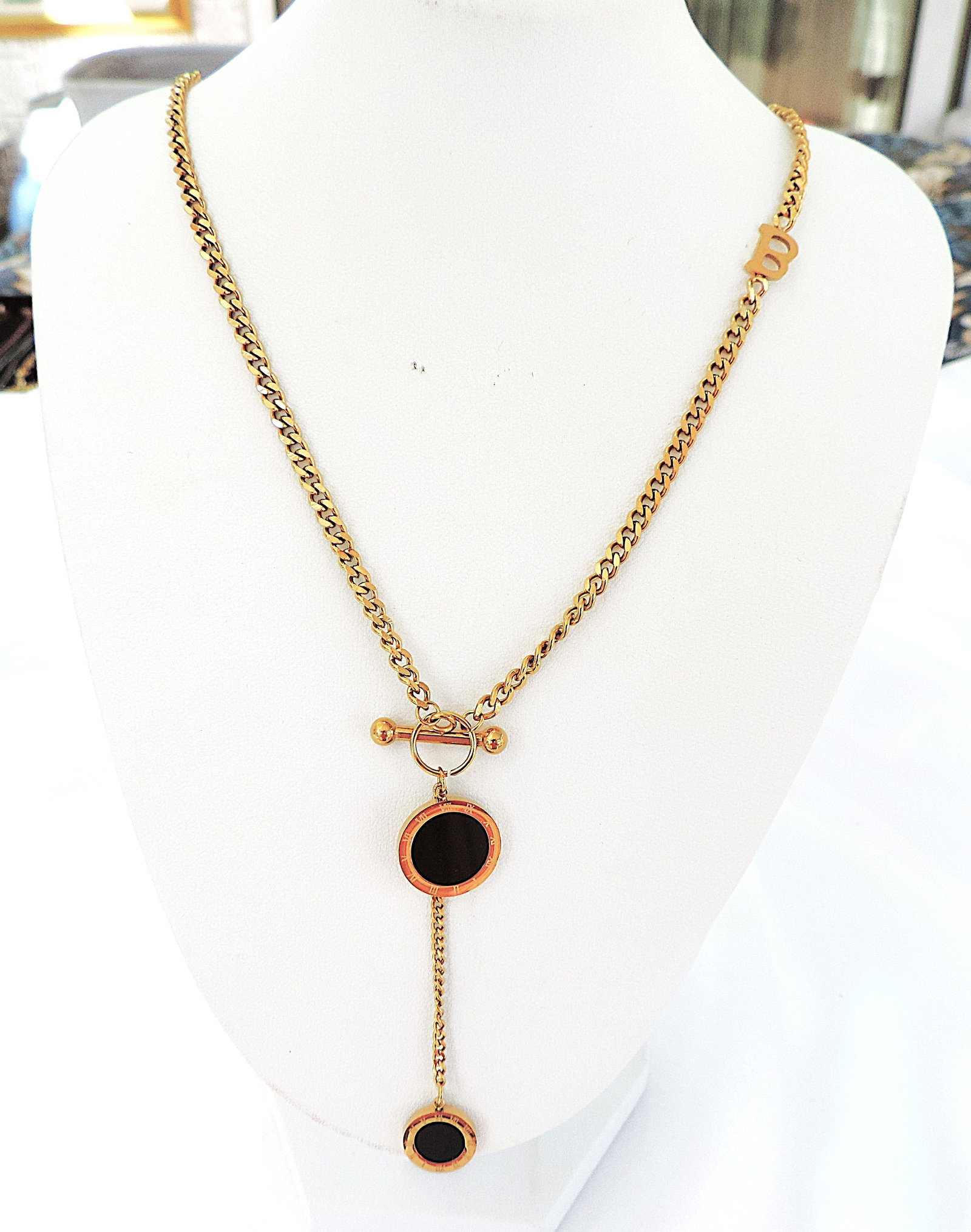 Orrevé 18k Gold Plated Roman Numeral Toggle Necklace 'New With Gift Box' - 6